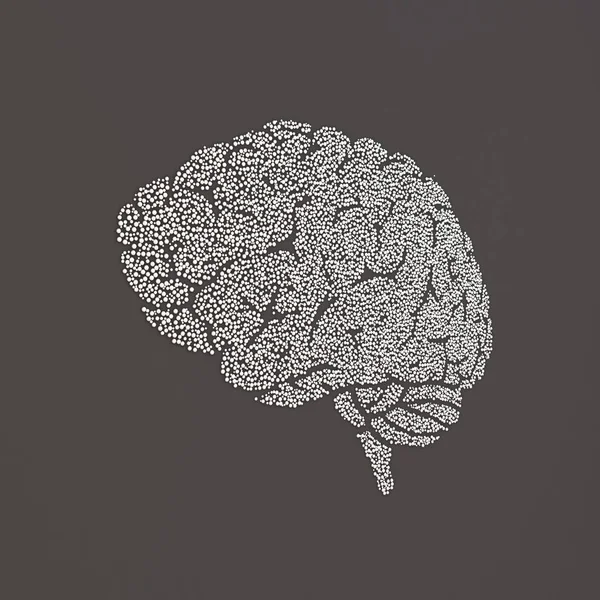 Brain Illustration Black Silver Colors — Stock Photo, Image