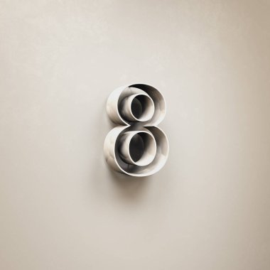 Tasarım sekiz beyaz bir arka plan üzerinde rakamlar. 3D çizim.