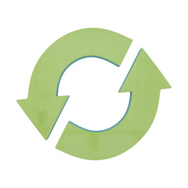 Yeşil geri dönüşüm sembolü izole. 3D çizim.