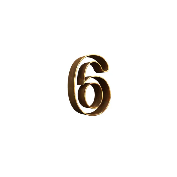 Isolated Number Six Made Gold Material Illustration — Stock Photo, Image
