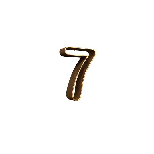 Isolated Number Seven Made Gold Material Illustration — Stock Photo, Image