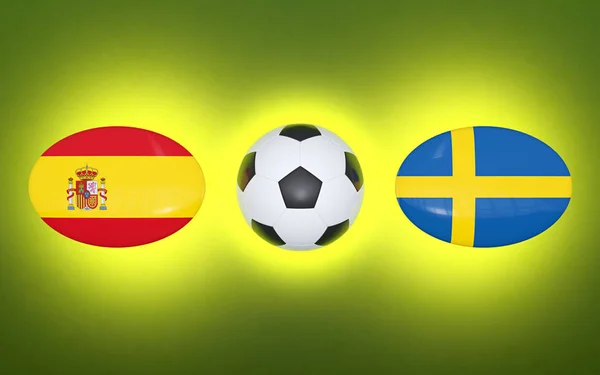 Чемпионат Европы Футболу 2020 Расписание Футбольных Матчей Испания Швеция Флаги — стоковое фото