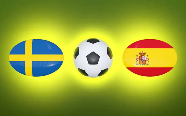 Чемпионат Европы Футболу 2020 Расписание Футбольных Матчей Швеция Испания Флаги — стоковое фото
