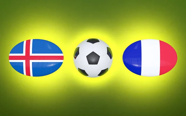 Fotboll 2020 Schema För Fotboll Matchar Island Frankrike Flaggor Länder — Stockfoto