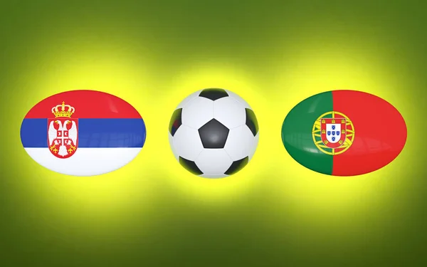 Mistrovství Evropy 2020 Plán Pro Fotbal Odpovídá Srbsko Portugalsko Vlajky — Stock fotografie
