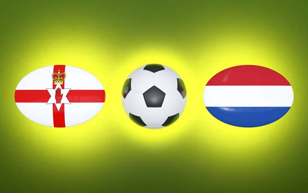 Fotboll 2020 Schema För Fotboll Matchar Nordirland Nederländerna Flaggor Länder — Stockfoto