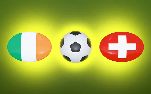 Чемпионат Европы Футболу 2020 Расписание Футбольных Матчей Ирландия Швейцария Флаги — стоковое фото