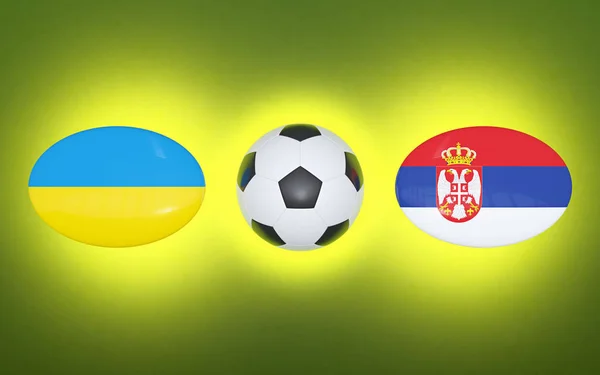 Чемпионат Европы Футболу 2020 Расписание Футбольных Матчей Украина Сербия Флаги — стоковое фото