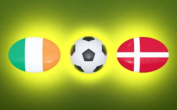 Mistrovství Evropy 2020 Plán Pro Fotbal Odpovídá Irsko Dánsko Vlajky — Stock fotografie