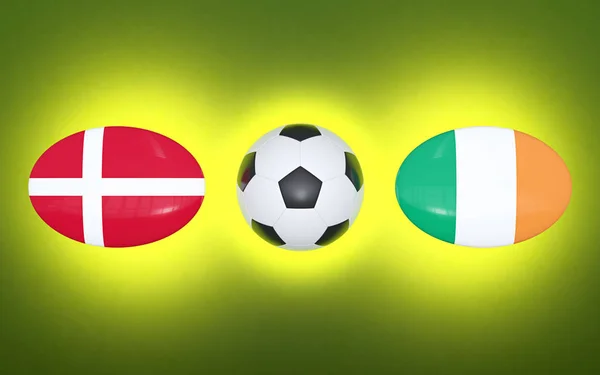 Чемпионат Европы Футболу 2020 Расписание Футбольных Матчей Дания Ирландия Флаги — стоковое фото