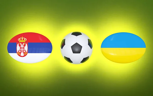 Чемпионат Европы Футболу 2020 Расписание Футбольных Матчей Сербия Украина Флаги — стоковое фото