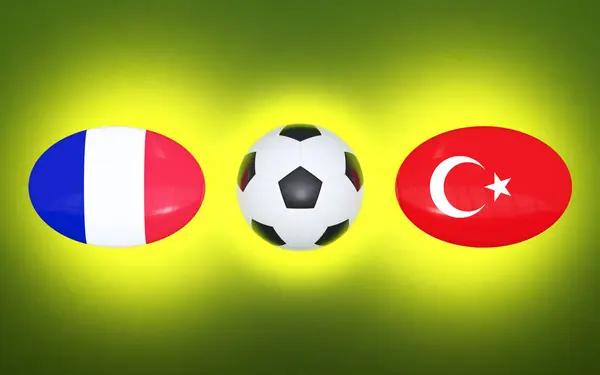 Чемпионат Европы Футболу 2020 Расписание Футбольных Матчей Франция Турция Флаги — стоковое фото