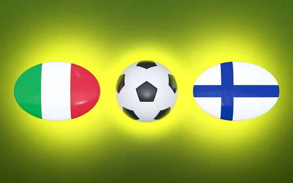 Fotboll 2020 Schema För Fotboll Matchar Italien Finland Flaggor Länder — Stockfoto