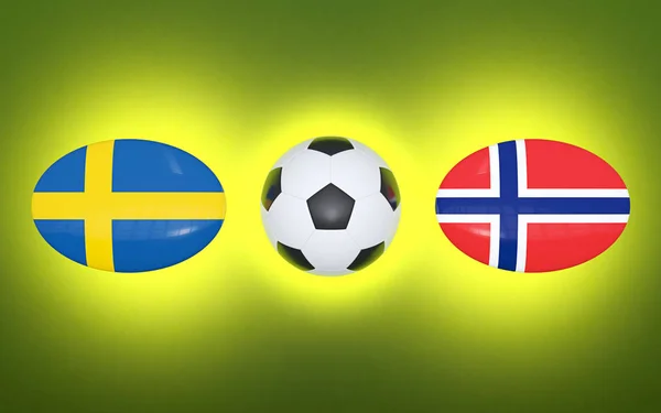 Чемпионат Европы Футболу 2020 Расписание Футбольных Матчей Норвегия Швеция Флаги — стоковое фото