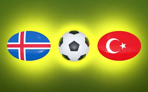 Чемпионат Европы Футболу 2020 Расписание Футбольных Матчей Исландия Турция Флаги — стоковое фото