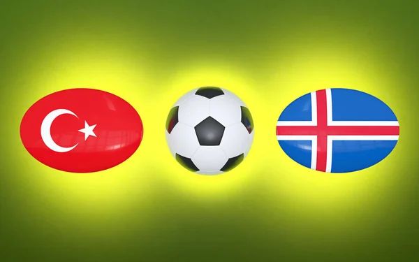 Fotboll 2020 Schema För Fotboll Matchar Turkiet Island Flaggor Länder — Stockfoto