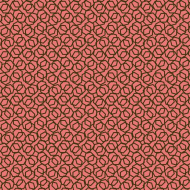 Dikişsiz soyut desen. Doku mercan ve siyah renklerde.