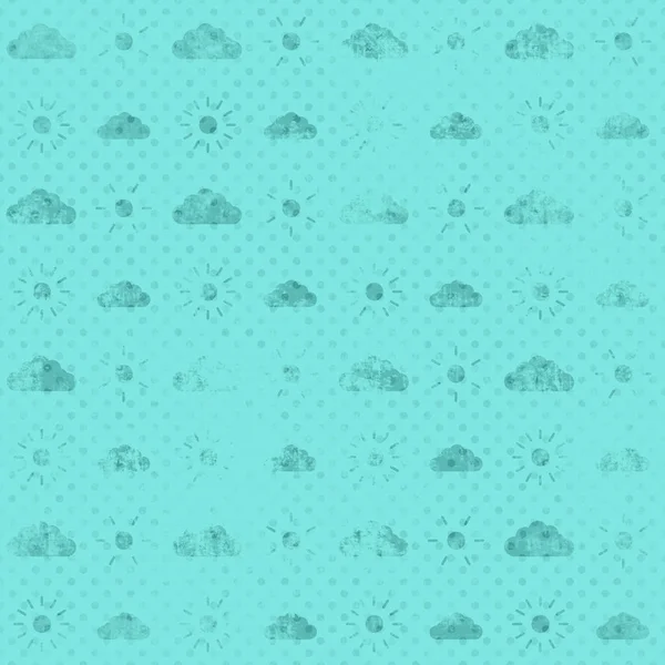Padrão Abstrato Sem Costura Sol Nuvens Textura Turquesa Cores Pretas — Fotografia de Stock