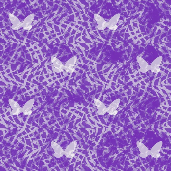 Modèle Abstrait Sans Couture Papillons Texture Violet Blanc — Photo