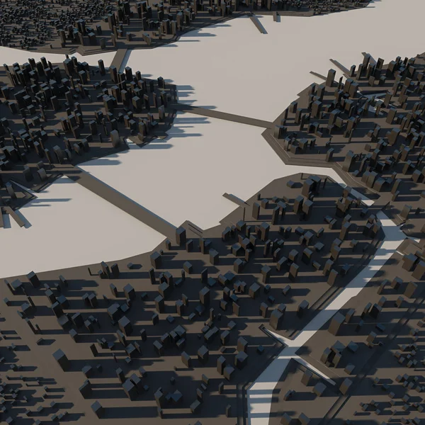 Концепция Города Городских Технологий Город Реке Рендеринг — стоковое фото