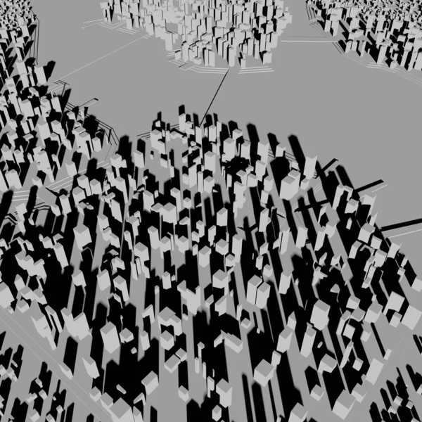 都市技術都市のコンセプト 川沿いの街3D レンダリング — ストック写真