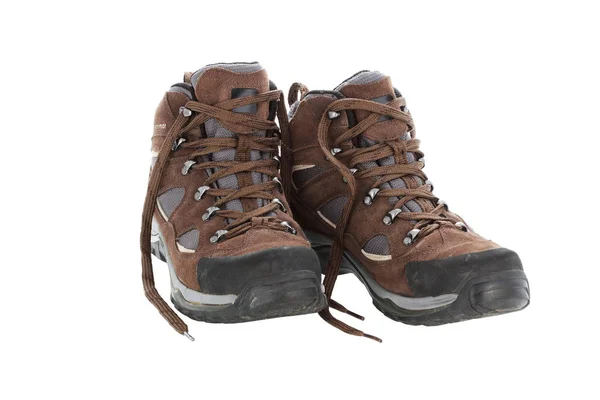 Brown Hiking Boots Isolated White Background — Stock Photo, Image