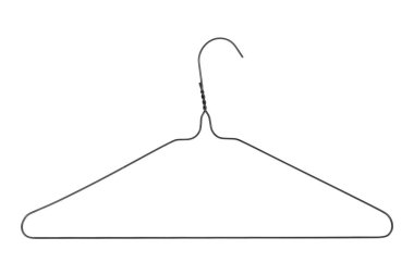 Siyah tel elbise askısı beyaz bir arka plan üzerinde izole