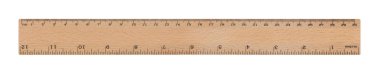 beyaz bir arka plan üzerinde izole 30 cm/12 inç ahşap cetvel