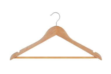 Ahşap beyaz bir arka plan üzerinde izole askısı