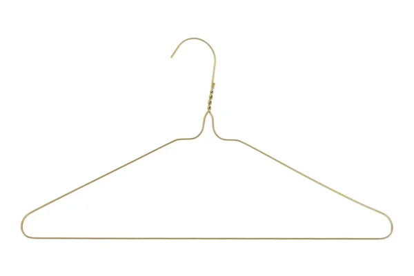 Wieszak Ubrania Złoty Drut Kolorowy Białym Tle Białym Tle — Zdjęcie stockowe