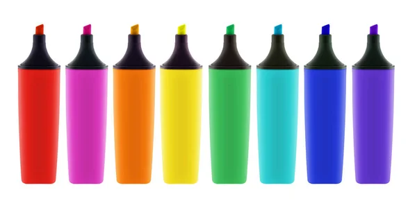 Восемь цветных маркеров с дорожкой для обрезки — стоковое фото