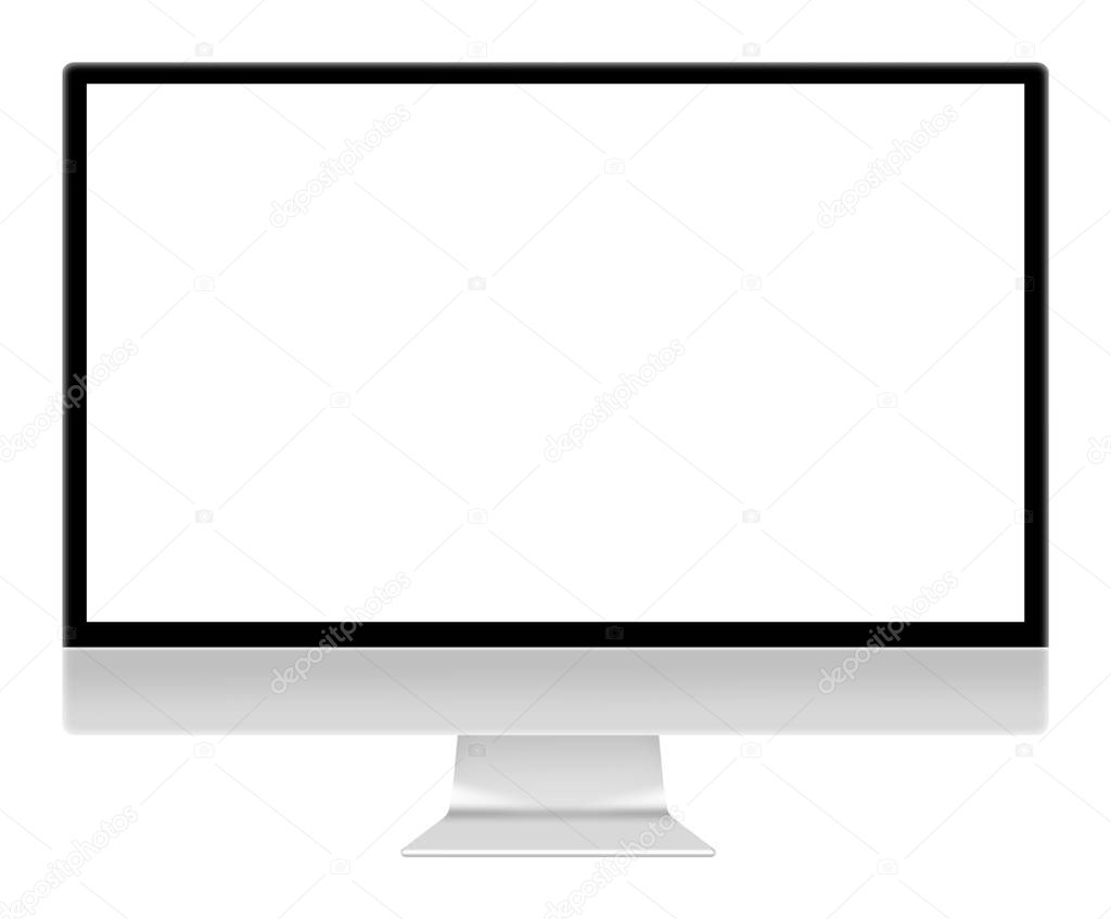 Computer monitor screen illustration isolated on white with clip
