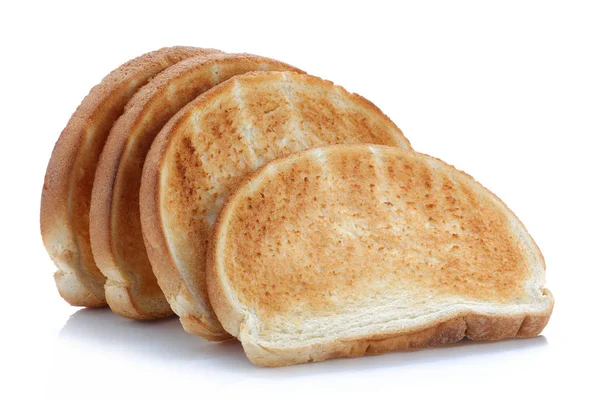 Dört dilim tost beyaz üzerine izole — Stok fotoğraf