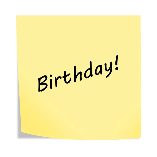 Birthday reminder post note isolated on white with clipping path
