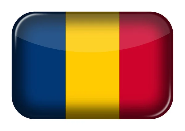 Tchad webb ikon rektangel knapp med klippbana — Stockfoto