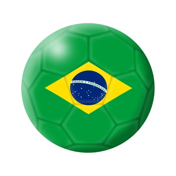 Βραζιλία ποδόσφαιρο μπάλα ποδοσφαίρου εικόνα απομονώνονται σε λευκό με ψαλίδισμα διαδρομή — Φωτογραφία Αρχείου