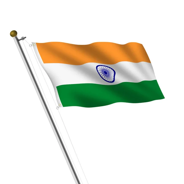 Índia Flagpole ilustração em branco com caminho de recorte — Fotografia de Stock
