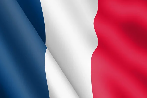 フランス三色の旗のイラスト風リップルを振って — ストック写真