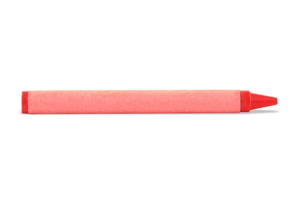 Red wax crayon isolated on white with clipping path — Stock Photo, Image