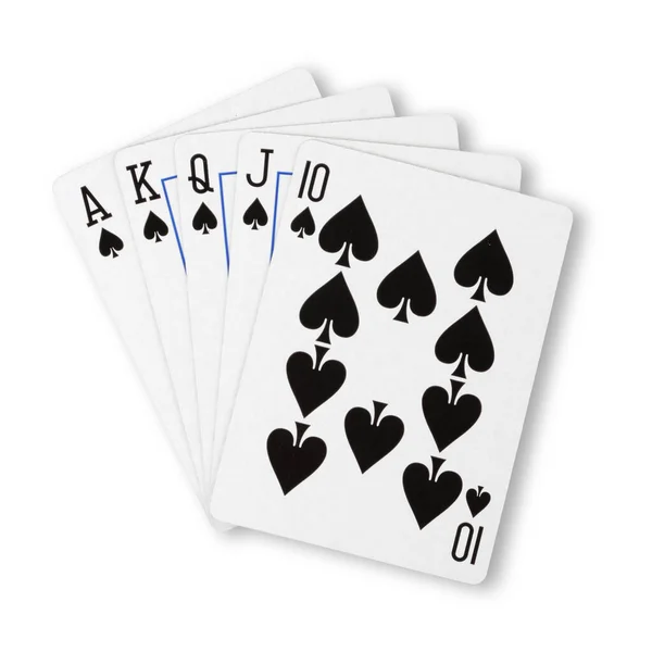 Spades Royal Flush Flat White Winning Hand Business Concept — Stock Photo, Image