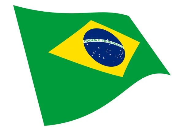 Бразильський Прапор Ізольований Білому Тлі Обрізаною Стежкою — стокове фото