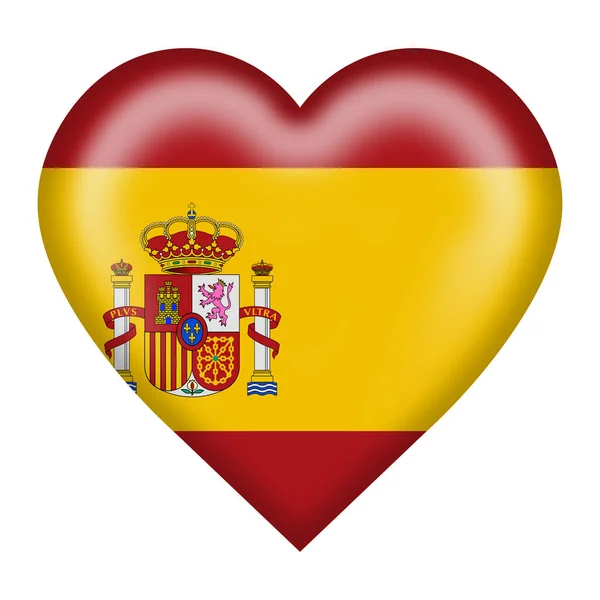 Bandera de España botón corazón aislado en blanco con recorte de ruta —  Fotos de Stock