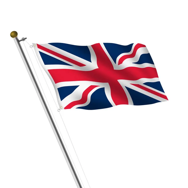 Gran Bretaña Reino Unido Flagpole Union Jack ilustración en blanco con ruta de recorte — Foto de Stock
