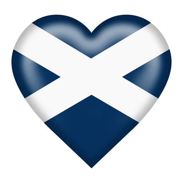 Κουμπί καρδιάς με σημαία Σκωτίας απομονωμένο στο λευκό με μονοπάτι απόληξης — Φωτογραφία Αρχείου