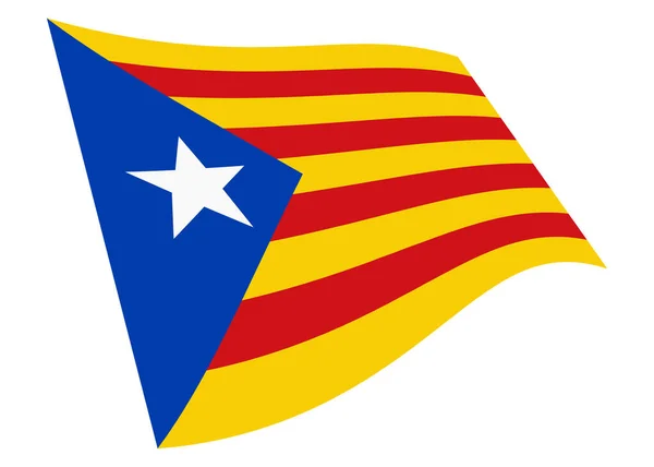 Independencia de Cataluña ondeando bandera gráfica aislada en blanco con ruta de recorte rojo amarillo azul estrella blanca Estelada — Foto de Stock