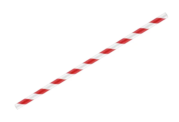 Red and white paper drinking straw on white with clipping path — Stock Photo, Image