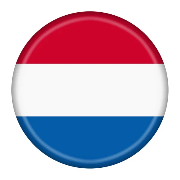 Nizozemsko Holandská vlajka tlačítko 3d ilustrace s výstřižkem cesta — Stock fotografie