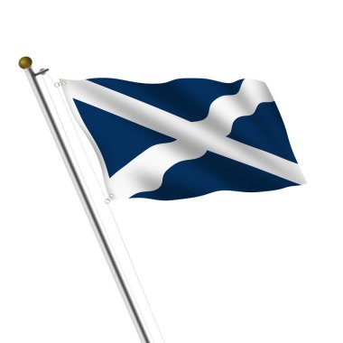Scotland Flagpole 3d: Kesme yolu ile beyaz üzerine resim