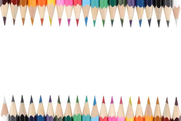 Brightly colored pencils border with copy space for your own text — Stock Photo, Image