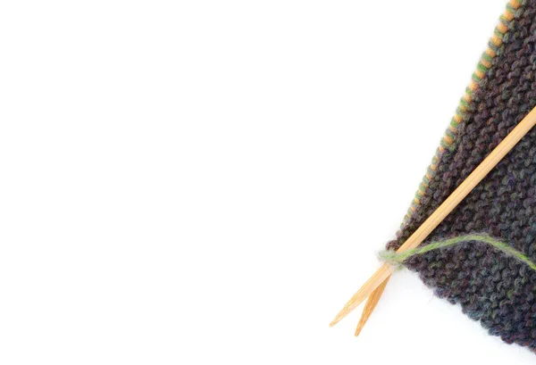 Knitting right border with copy space on white — Stock Photo, Image